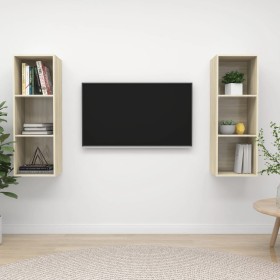 Muebles de salón de pared 2 pzas madera
