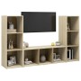Muebles de salón 3 piezas madera de ingeniería roble Sonoma de , Muebles TV - Ref: Foro24-3079964, Precio: 130,20 €, Descuent...
