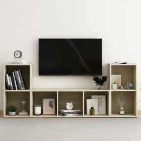 Muebles de salón 3 piezas madera de ingeniería roble Sonoma de , Muebles TV - Ref: Foro24-3080018, Precio: 106,46 €, Descuent...