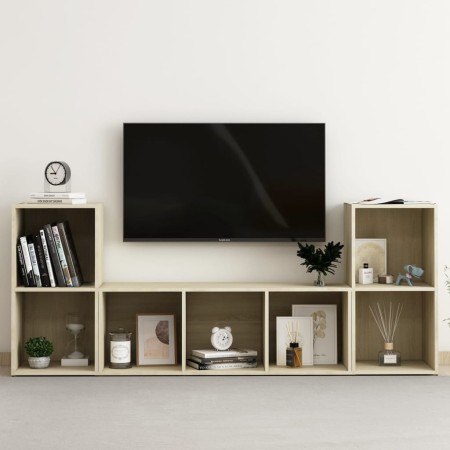 Muebles de salón 3 piezas madera de ingeniería roble Sonoma de , Muebles TV - Ref: Foro24-3080018, Precio: 106,46 €, Descuent...