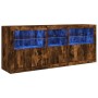 Aparador con luces LED roble ahumado 162x37x67 cm by , Sideboards - Ref: Foro24-3208999, Price: 202,46 €, Discount: %