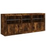 Aparador con luces LED roble ahumado 162x37x67 cm by , Sideboards - Ref: Foro24-3208999, Price: 202,46 €, Discount: %