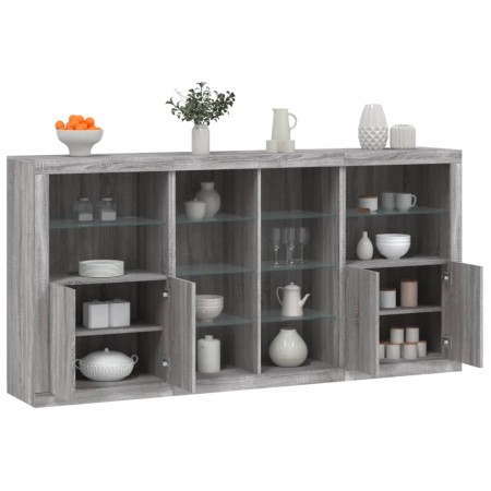 Aparador con luces LED gris Sonoma 202x37x100 cm von , Sideboards - Ref: Foro24-3209189, Preis: 292,07 €, Rabatt: %