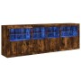 Aparador con luces LED roble ahumado 202x37x67 cm von , Sideboards - Ref: Foro24-3209013, Preis: 233,38 €, Rabatt: %