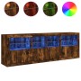 Aparador con luces LED roble ahumado 202x37x67 cm von , Sideboards - Ref: Foro24-3209013, Preis: 233,38 €, Rabatt: %