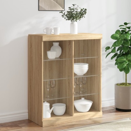 Aparador con luces LED roble Sonoma 81x37x100 cm | Foro24.es | Tu tienda online para hogar, jardín y más Foro24.es