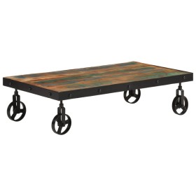 Mesa de centro con ruedas madera maciza reciclada