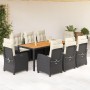 Set de comedor de jardín 9 pzas y cojines ratán sintético negro by , Garden sets - Ref: Foro24-3212661, Price: 1,00 €, Discou...