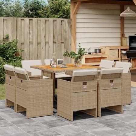 Set comedor de jardín 9 pzas con cojines ratán sintético beige von , Gartensets - Ref: Foro24-3210664, Preis: 725,81 €, Rabat...