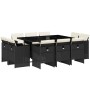 Set de comedor jardín 11 pzas con cojines ratán sintético negro | Foro24.es | Tu tienda online para hogar, jardín y más Foro24.es