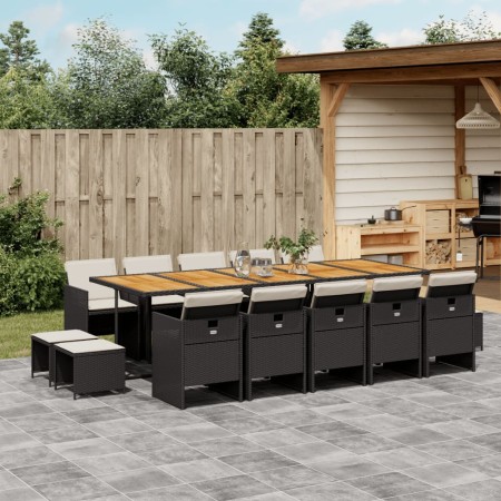 Set comedor de jardín con cojines 15 pzas ratán sintético negro von , Gartensets - Ref: Foro24-3210639, Preis: 1,00 €, Rabatt: %