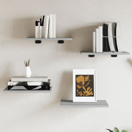 Estantes pared 4 uds madera ingeniería gris Sonoma 40x30x1,5 cm
