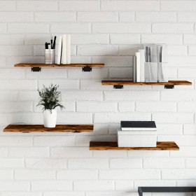 Estantes pared 4 uds madera ingeniería roble humo 60x30x1,5 cm