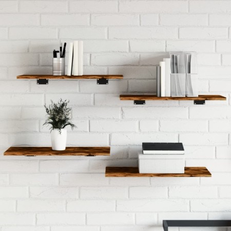Estantes pared 4 uds madera ingeniería roble humo 60x30x1,5 cm