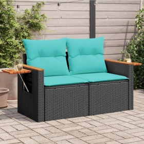 Sofá de jardín de 2 plazas con cojines de ratán sintético negro by , Outdoor sofas - Ref: Foro24-366036, Price: 196,50 €, Dis...