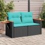 Sofá de jardín de 2 plazas con cojines de ratán sintético negro by , Outdoor sofas - Ref: Foro24-366036, Price: 196,50 €, Dis...
