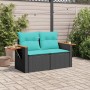 Sofá de jardín de 2 plazas con cojines de ratán sintético negro by , Outdoor sofas - Ref: Foro24-366036, Price: 196,50 €, Dis...