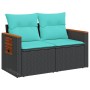 Sofá de jardín de 2 plazas con cojines de ratán sintético negro by , Outdoor sofas - Ref: Foro24-366036, Price: 196,50 €, Dis...