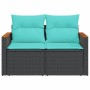 Sofá de jardín de 2 plazas con cojines de ratán sintético negro by , Outdoor sofas - Ref: Foro24-366036, Price: 196,50 €, Dis...