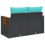 Sofá de jardín de 2 plazas con cojines de ratán sintético negro by , Outdoor sofas - Ref: Foro24-366036, Price: 196,50 €, Dis...
