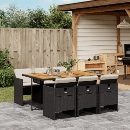 Set de comedor de jardín 7 pzas y cojines ratán sintético negro von , Gartensets - Ref: Foro24-3210555, Preis: 405,43 €, Raba...