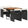 Set de muebles jardín 5 pzas con cojines ratán sintético negro by , Garden sets - Ref: Foro24-3210543, Price: 271,43 €, Disco...