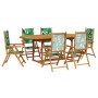 Set de comedor jardín 7 pzas tela madera maciza estampado hojas | Foro24.es | Tu tienda online para hogar, jardín y más Foro24.es