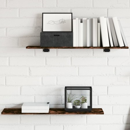 Estantes pared 4 uds madera ingeniería roble humo 80x20x1,5 cm de , Estanterías - Ref: Foro24-838261, Precio: 35,03 €, Descue...