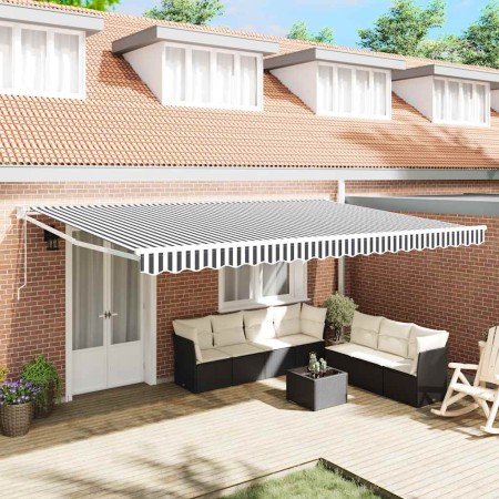 Toldo retráctil aluminio y tela gris antracita y blanco 5x3 m by , Awnings - Ref: Foro24-3216117, Price: 464,91 €, Discount: %