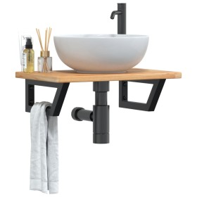 Estante de lavabo de pared de acero y madera maciza de roble by , bathroom vanities - Ref: Foro24-3302343, Price: 71,55 €, Di...