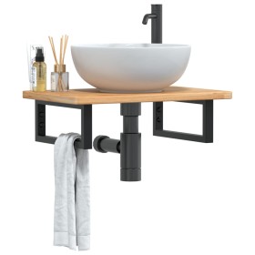 Estante de lavabo de pared de acero y madera maciza de roble von , Badezimmerwaschtische - Ref: Foro24-3302341, Preis: 70,51 ...