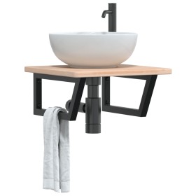 Estante de lavabo de pared de acero y madera maciza de roble von , Badezimmerwaschtische - Ref: Foro24-3302383, Preis: 74,68 ...