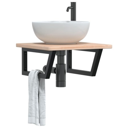 Estante de lavabo de pared de acero y madera maciza de roble von , Badezimmerwaschtische - Ref: Foro24-3302383, Preis: 74,68 ...