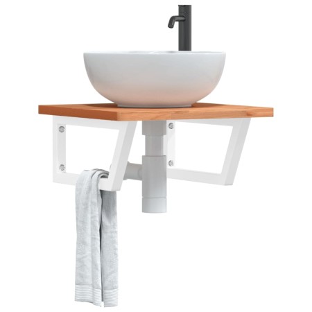 Estante de lavabo de pared de acero y madera maciza de haya by , bathroom vanities - Ref: Foro24-3302426, Price: 78,58 €, Dis...