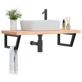 Estante de lavabo de pared de acero y madera maciza de haya by , bathroom vanities - Ref: Foro24-3302439, Price: 144,10 €, Di...