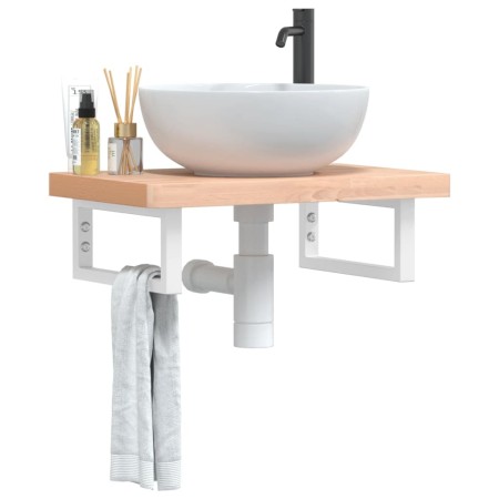 Estante de lavabo de pared de acero y madera maciza de haya by , bathroom vanities - Ref: Foro24-3302360, Price: 87,50 €, Dis...