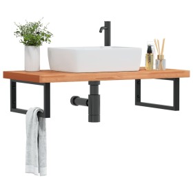 Estante de lavabo de pared de acero y madera maciza de haya von , Badezimmerwaschtische - Ref: Foro24-3302445, Preis: 161,24 ...