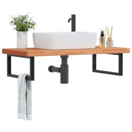 Estante de lavabo de pared de acero y madera maciza de haya von , Badezimmerwaschtische - Ref: Foro24-3302445, Preis: 161,24 ...