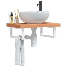 Estante de lavabo de pared de acero y madera maciza de haya by , bathroom vanities - Ref: Foro24-3302376, Price: 94,09 €, Dis...