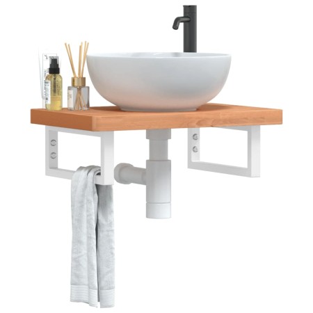 Estante de lavabo de pared de acero y madera maciza de haya by , bathroom vanities - Ref: Foro24-3302376, Price: 94,09 €, Dis...