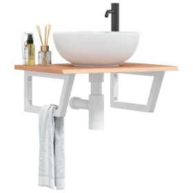 Estante de lavabo de pared de acero y madera maciza de roble by , bathroom vanities - Ref: Foro24-3302606, Price: 83,26 €, Di...