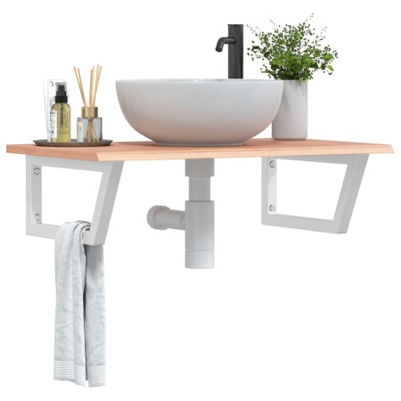 Estante de lavabo de pared de acero y madera maciza de roble by , bathroom vanities - Ref: Foro24-3302610, Price: 95,36 €, Di...