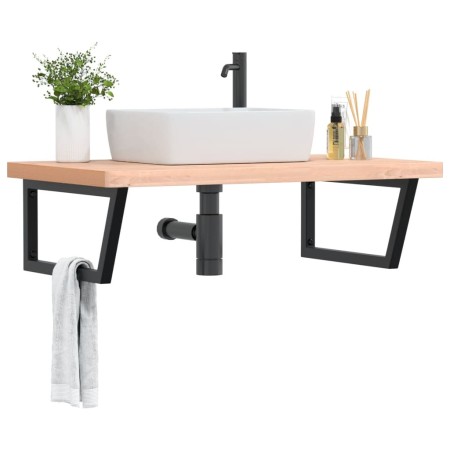 Estante de lavabo de pared de acero y madera maciza de haya von , Badezimmerwaschtische - Ref: Foro24-3302523, Preis: 169,76 ...