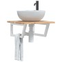 Estante de lavabo de pared acero y madera maciza de acacia von , Badezimmerwaschtische - Ref: Foro24-3302762, Preis: 60,94 €,...