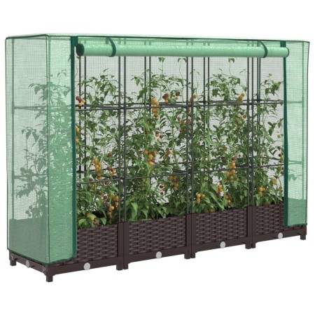 Arriate con cubierta invernadero aspecto ratán 160x40x123 cm by , Pots and planters - Ref: Foro24-4015798, Price: 107,29 €, D...