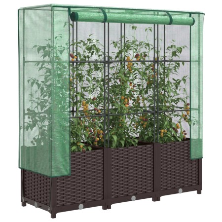 Arriate con cubierta invernadero aspecto ratán 120x40x138 cm von , Töpfe und Pflanzgefäße - Ref: Foro24-4015801, Preis: 104,4...