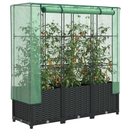 Arriate con cubierta invernadero aspecto ratán 120x40x138 cm by , Pots and planters - Ref: Foro24-4015815, Price: 94,54 €, Di...