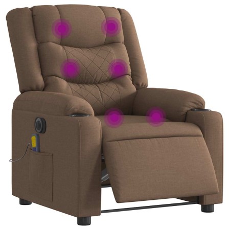 Sillón reclinable de masaje eléctrico tela marrón by , Armchairs - Ref: Foro24-3310255, Price: 277,85 €, Discount: %