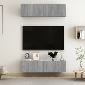 Muebles TV de pared 4 uds contrachapada gris Sonoma 60x30x30 cm de , Muebles TV - Ref: Foro24-3120204, Precio: 134,01 €, Desc...
