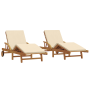 Tumbonas 2 pcs con Cojines y Ruedas Beige Madera Maciza de Acacia von , Liegen - Ref: Foro24-3325178, Preis: 426,39 €, Rabatt: %